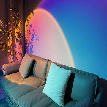 Led Rainbow Sunset Projection Floor Lighting Nordic Corner Rotatable Dreamy Living Room Stand Light Bedroom Projector Floor Lamp