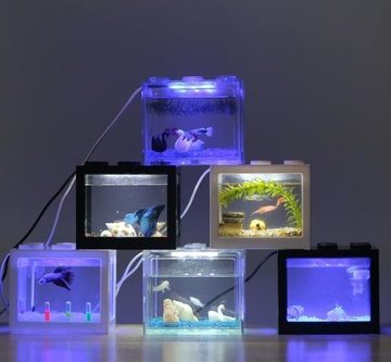 Acrylic Fish Tank Aquarium  Office Mini Cuboid Fish Tank Cylinder Round Acrylic coffee table Betta Fish Tank out door